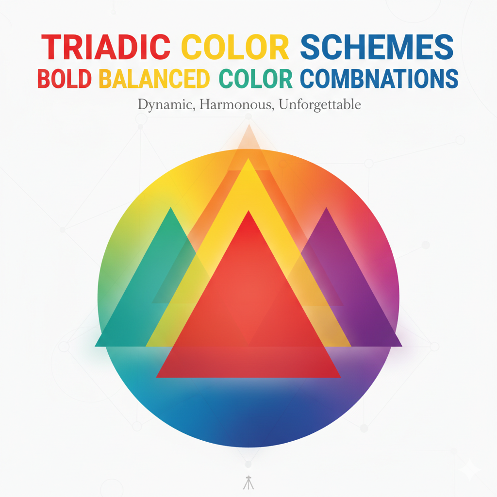 Triadic color triangle connecting three equidistant hues